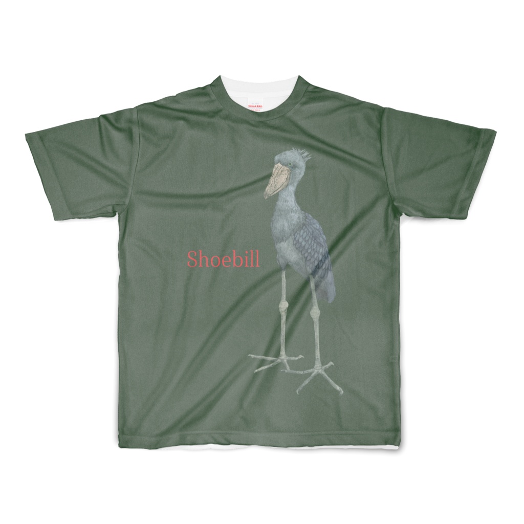 ハシビロコウTシャツ-オーバーサイズ(グリーン)