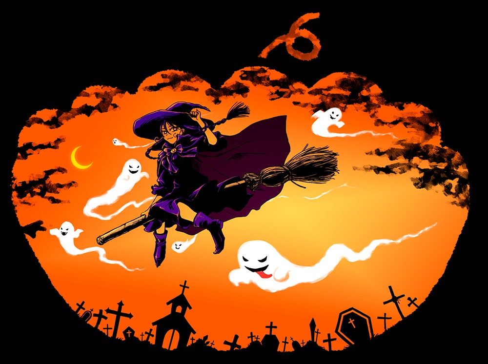 ハロウィン魔女 黒Tシャツ