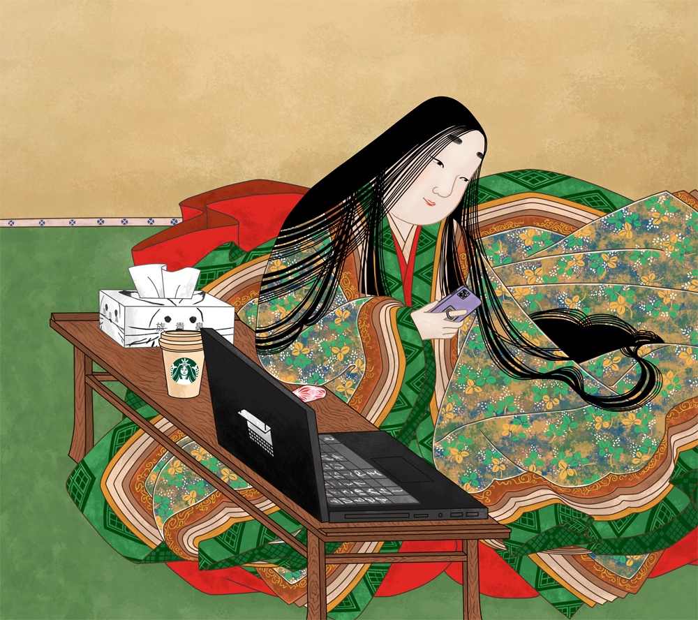 「令和の電脳いとわろすw」紫式部・平安絵巻androidケース