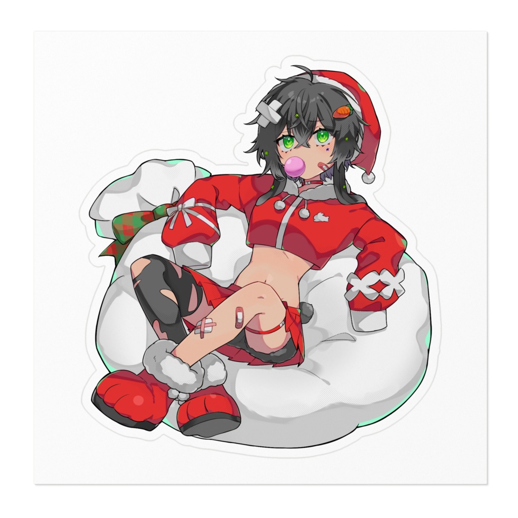 いろいろあきらめた黒兎サンタ-ステッカー
