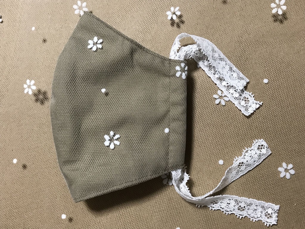 花柄レースマスク(ベージュ)