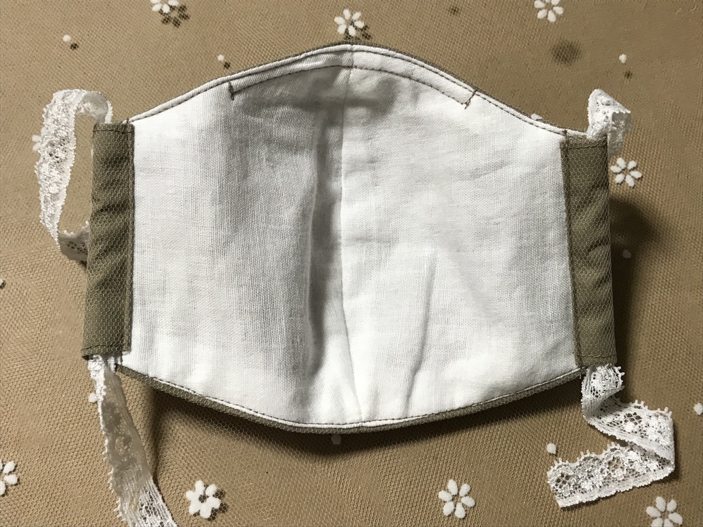 花柄レースマスク(ベージュ)