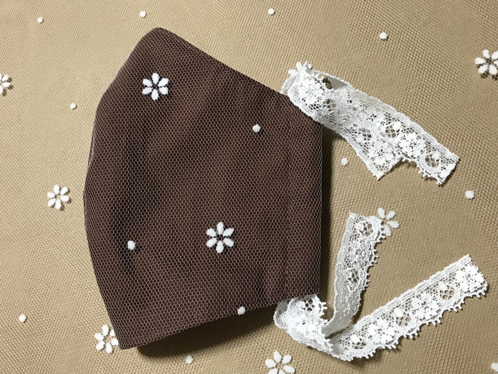 花柄レースマスク(チョコ)