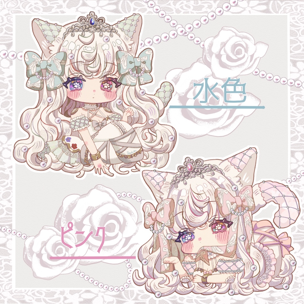 キラキラ6cmダイカットシール(バレリーナ白猫ちゃん)