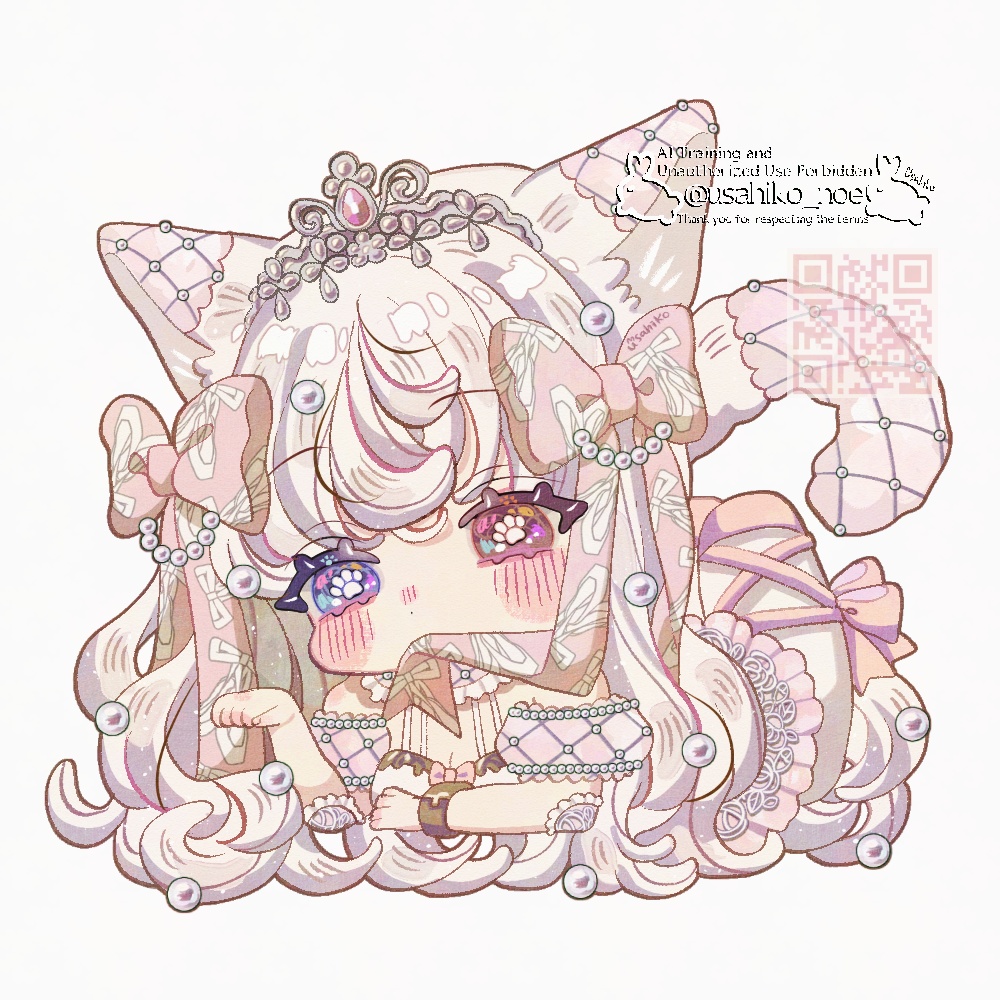 キラキラ6cmダイカットシール(バレリーナ白猫ちゃん)