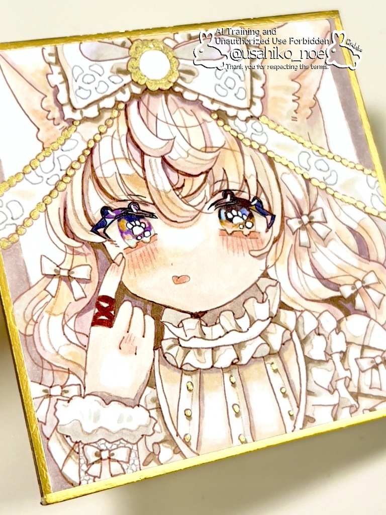 白猫ちゃん豆色紙【コピック・おまかせオーダーメイド】