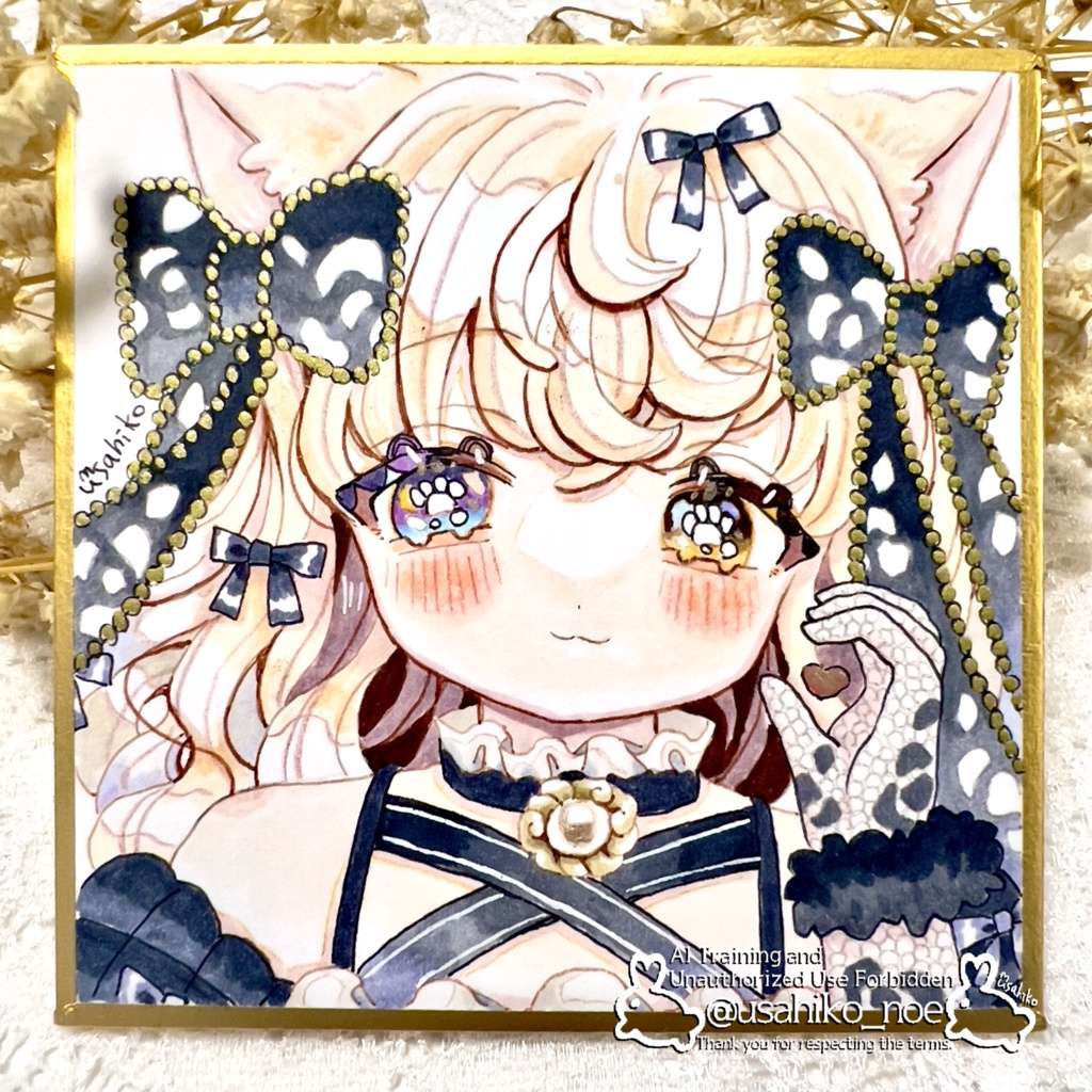 白猫ちゃん豆色紙【コピック・おまかせオーダーメイド】