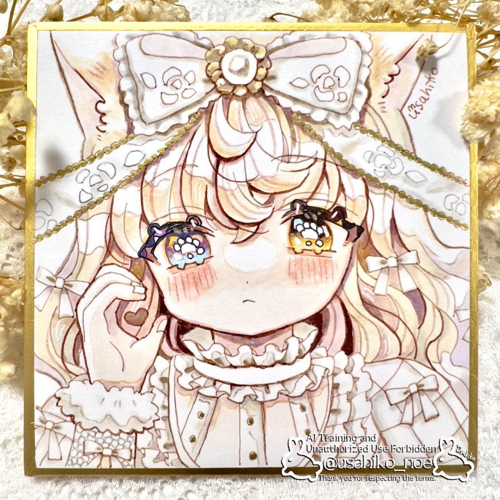 白猫ちゃん豆色紙【コピック・おまかせオーダーメイド】