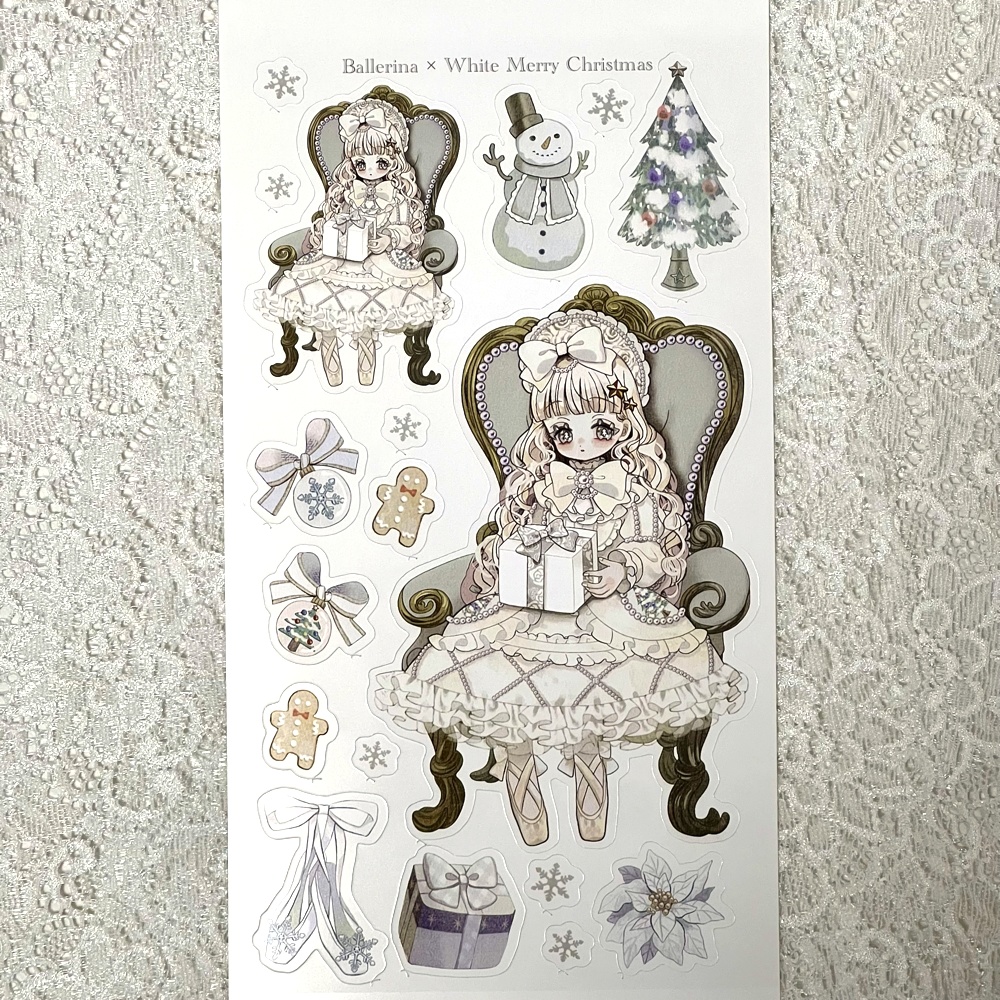 1月限定商品【ステッカーシート】バレリーナ×ホワイトメリークリスマス