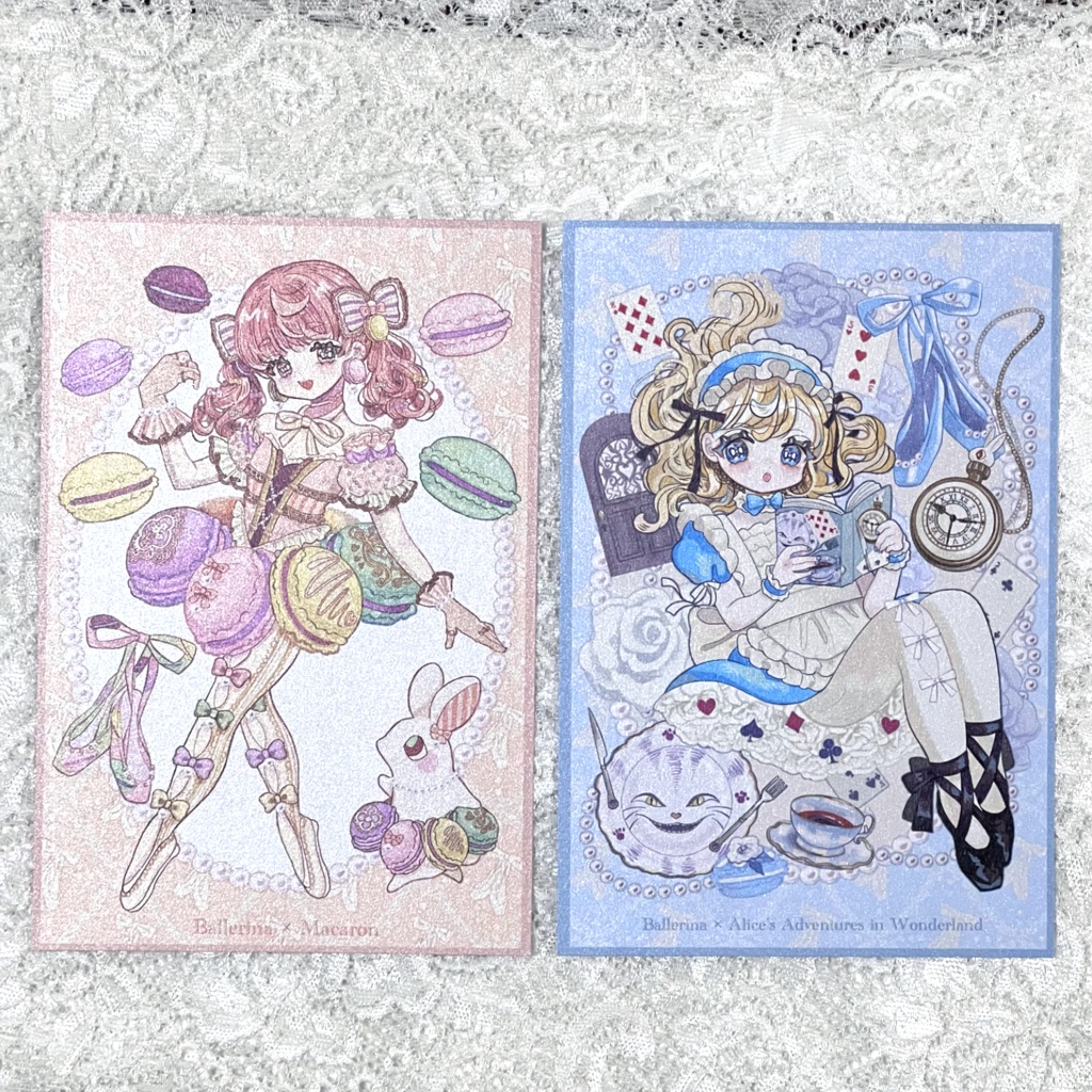 創作バレリーナ キラキラポストカード2種