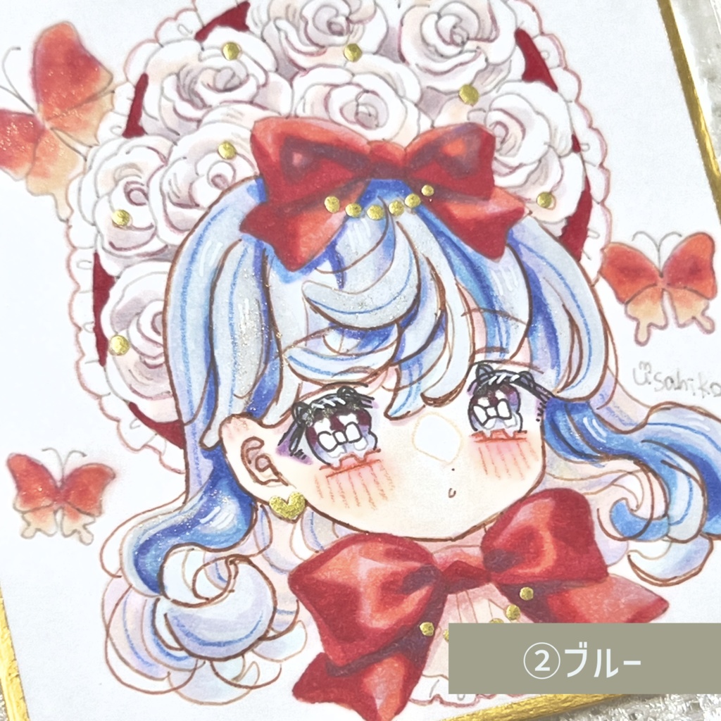 【豆色紙】薔薇のボンネット少女【コピック】