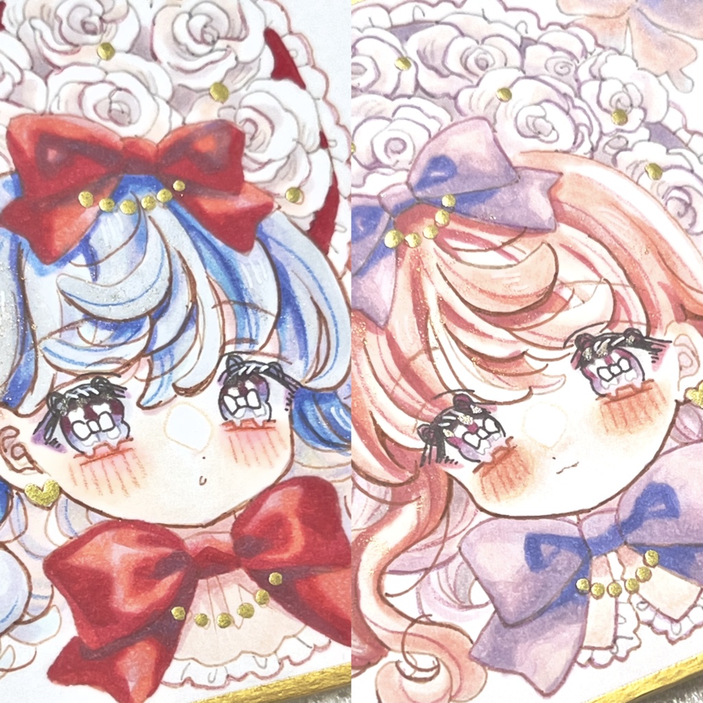 【豆色紙】薔薇のボンネット少女【コピック】