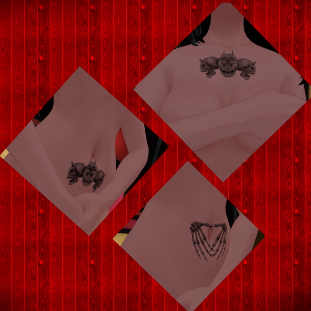 【8アバター対応】memento mori 頭骨タトゥー