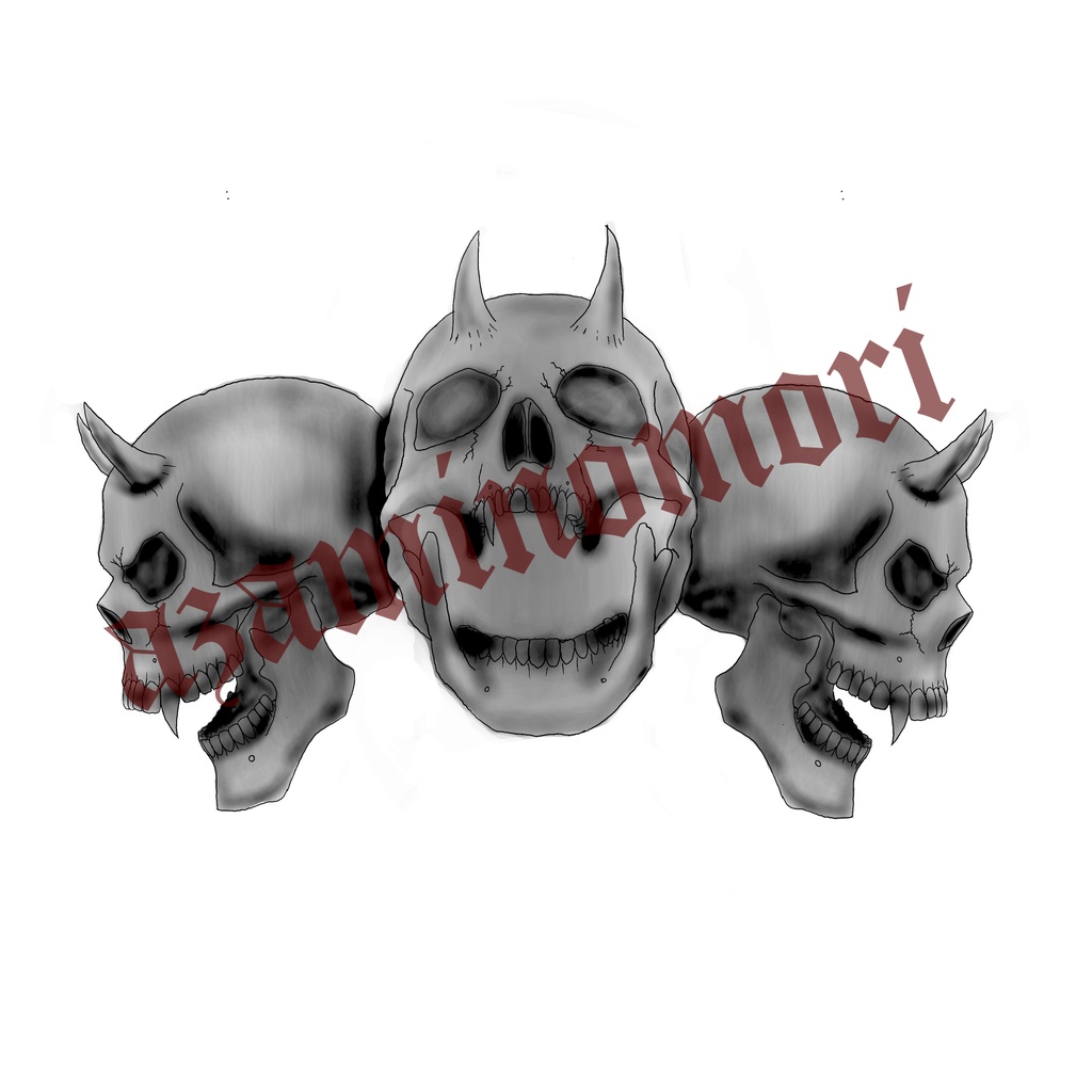 【8アバター対応】memento mori 頭骨タトゥー