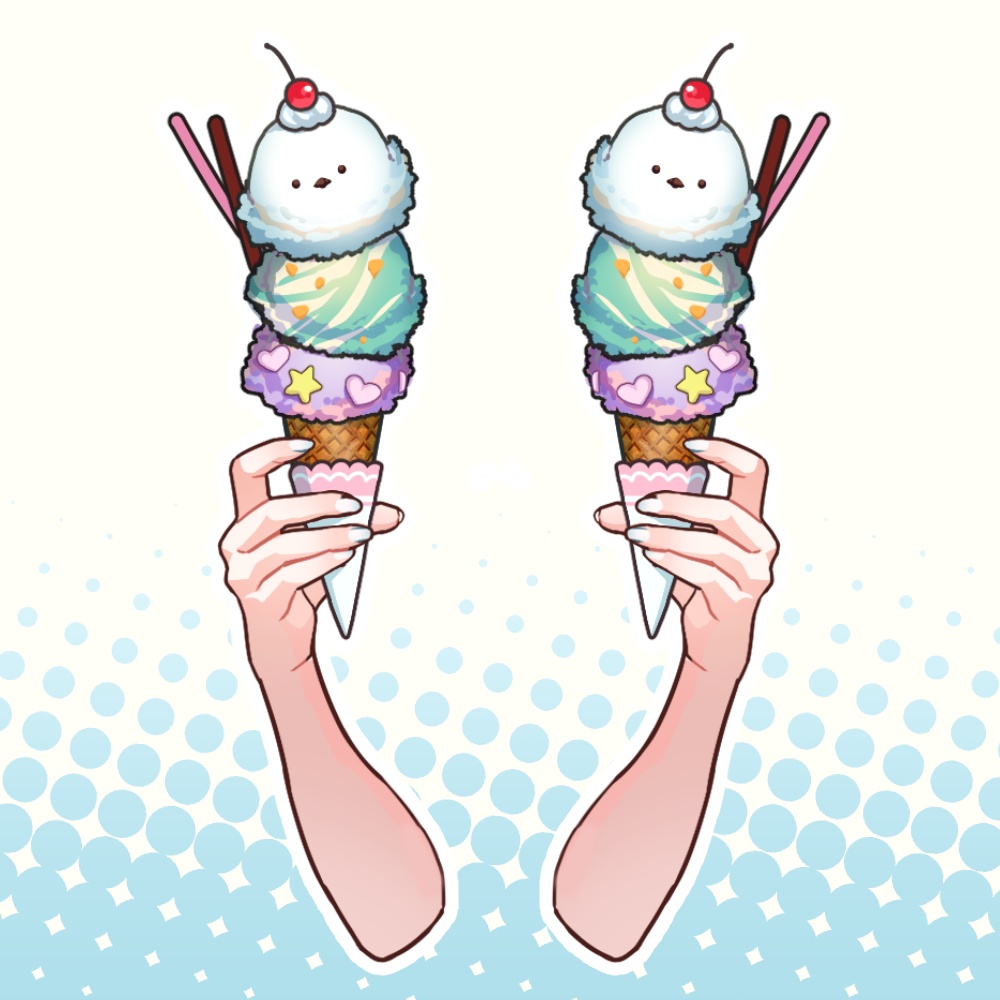 アイスを持つおてて【フリー素材】