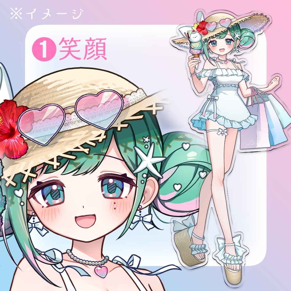 アクスタ➊笑顔×ワンピース×緑髪＆チェキセット