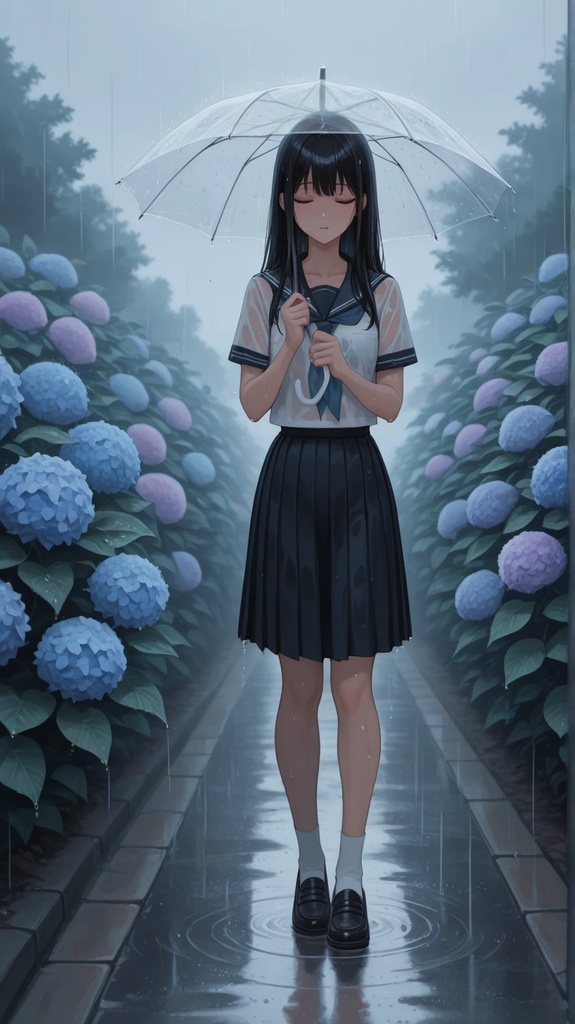 『紫陽花と、雨の記憶。―6月の制服美少女セット―』