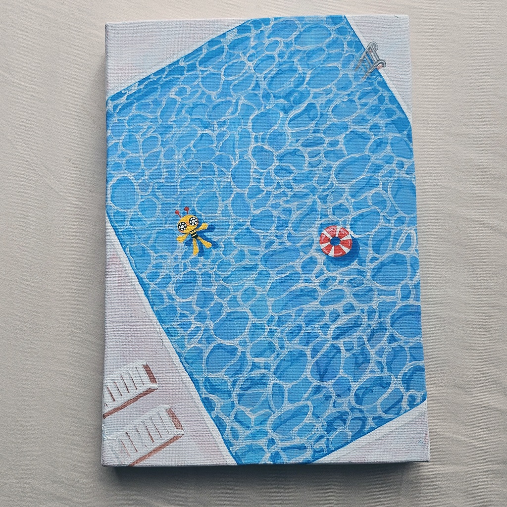 原画【みつばちとプール】