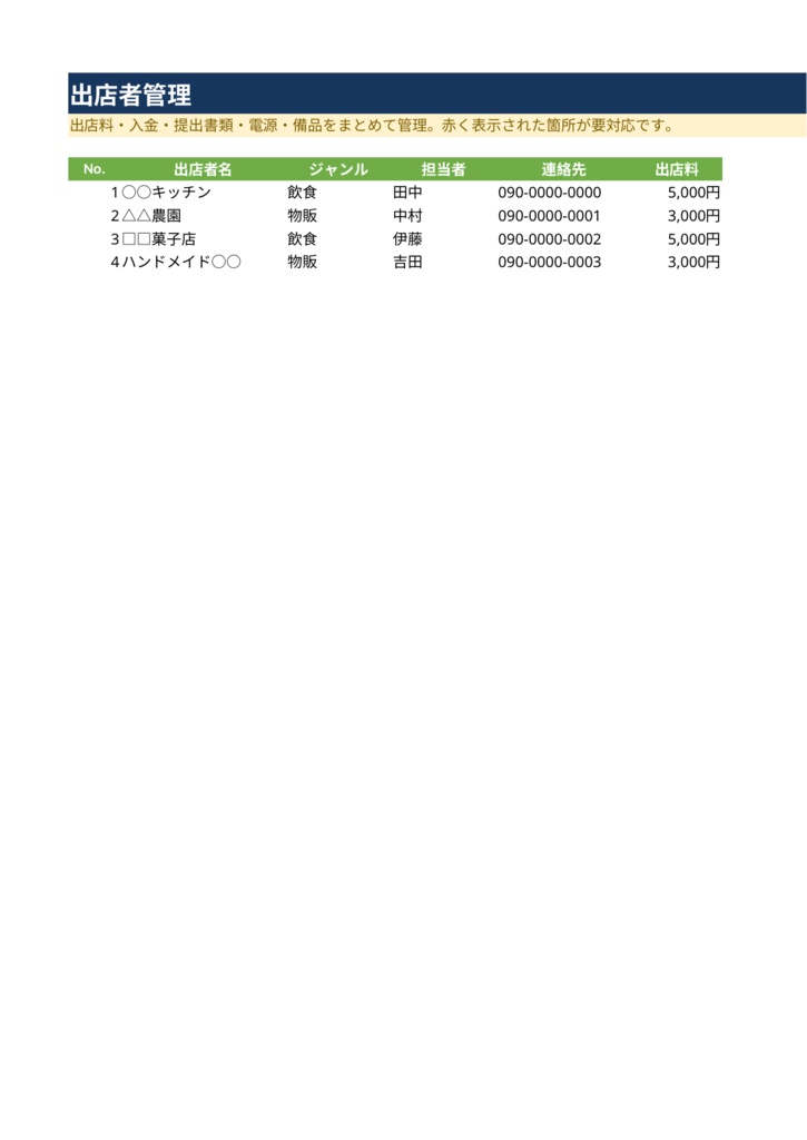 イベント運営まるごと管理Excel|出店者・ToDo・当日進行・収支をこれ1つで