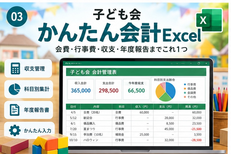 子ども会 かんたん会計Excel｜会費・行事費・収支・年度報告をこれ1つで