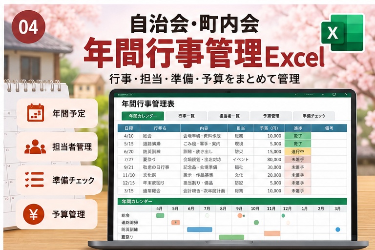 自治会・町内会 年間行事管理Excel｜行事・担当・準備・予算をまとめて管理