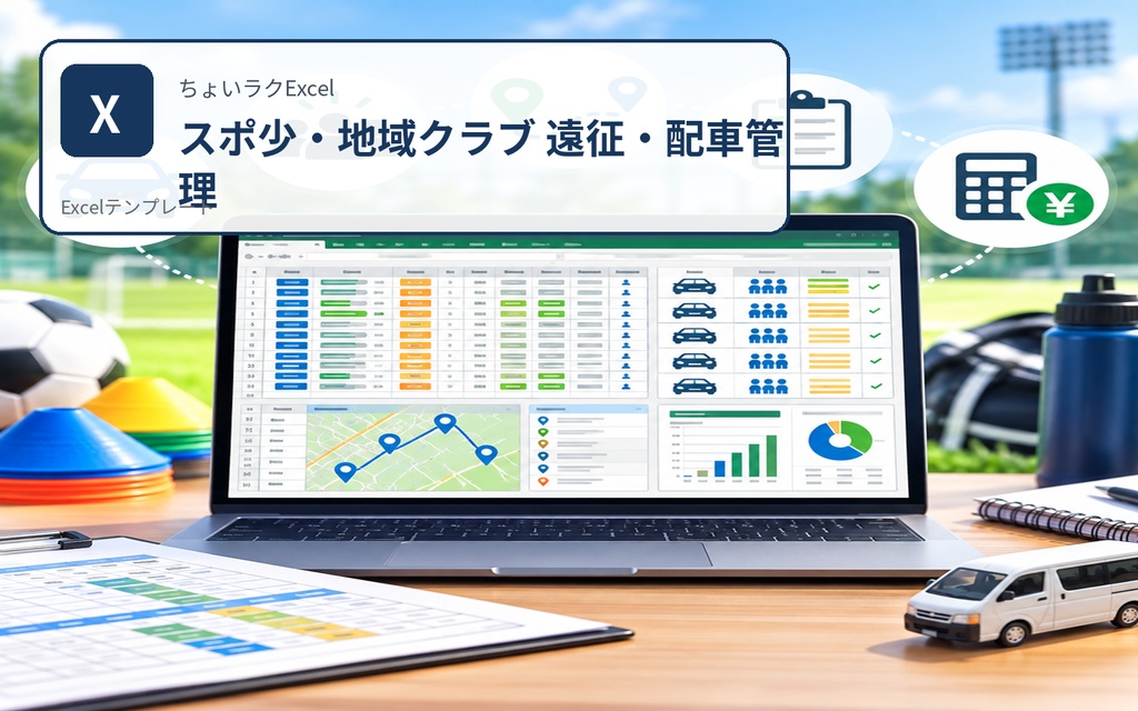 スポ少・地域クラブ 遠征・配車管理Excel|往復配車・定員チェック・費用見積