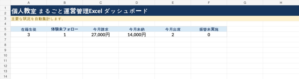 個人教室 まるごと運営管理Excel|月謝・出欠・振替・未納・年間予定