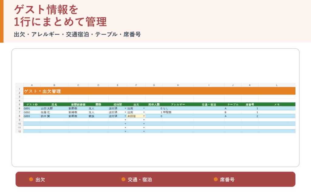 結婚式準備 管理Excel|ToDo・予算・ゲスト・ご祝儀・席次を1冊に