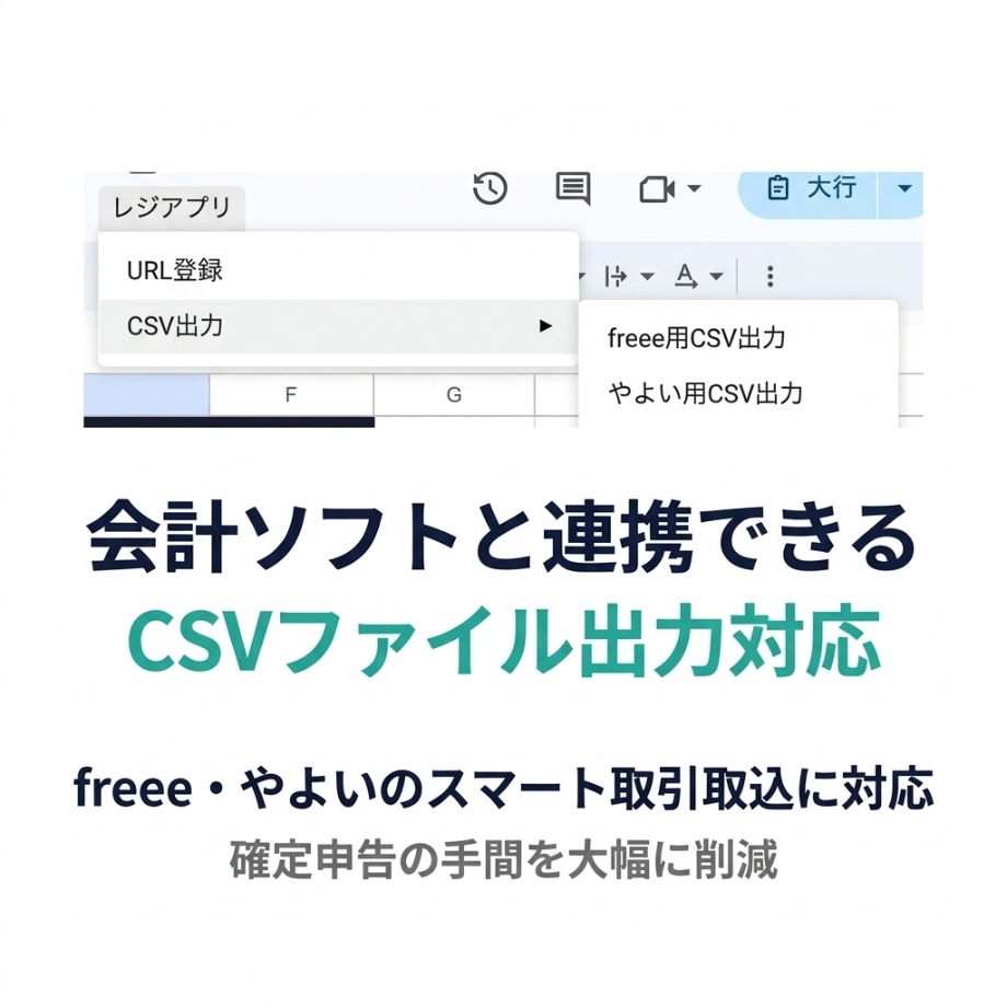 買い切り・月額不要|Googleスプレッドシートのレジアプリ【freee・やよいCSV出力対応】