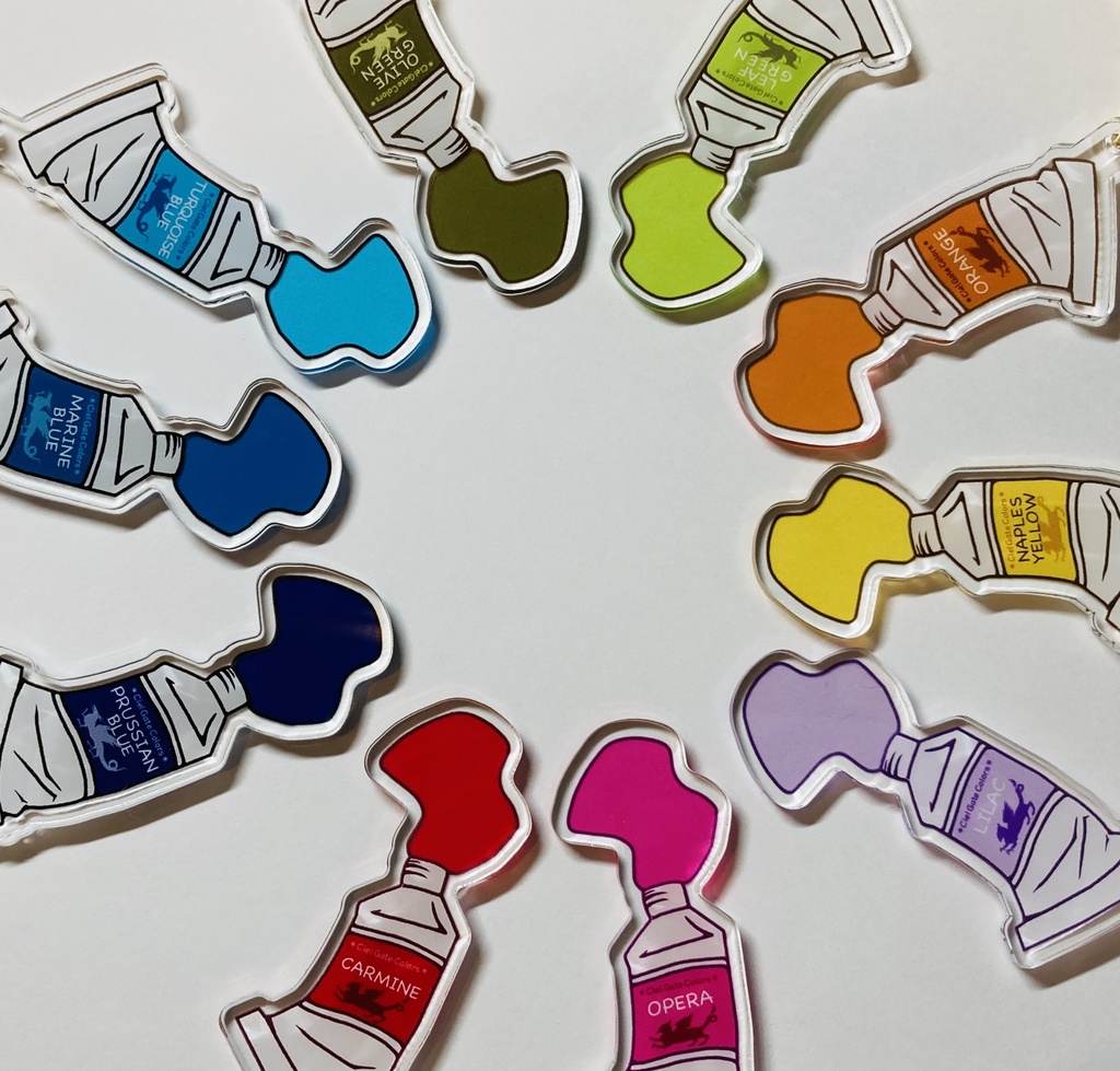 絵具アクリルキーホルダー 蒼天花 Booth