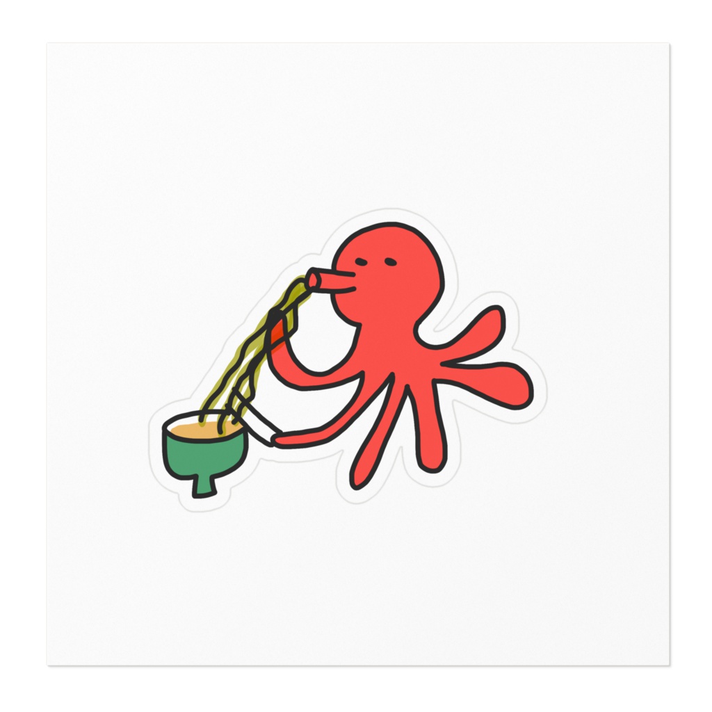 そばをすするたこステッカー