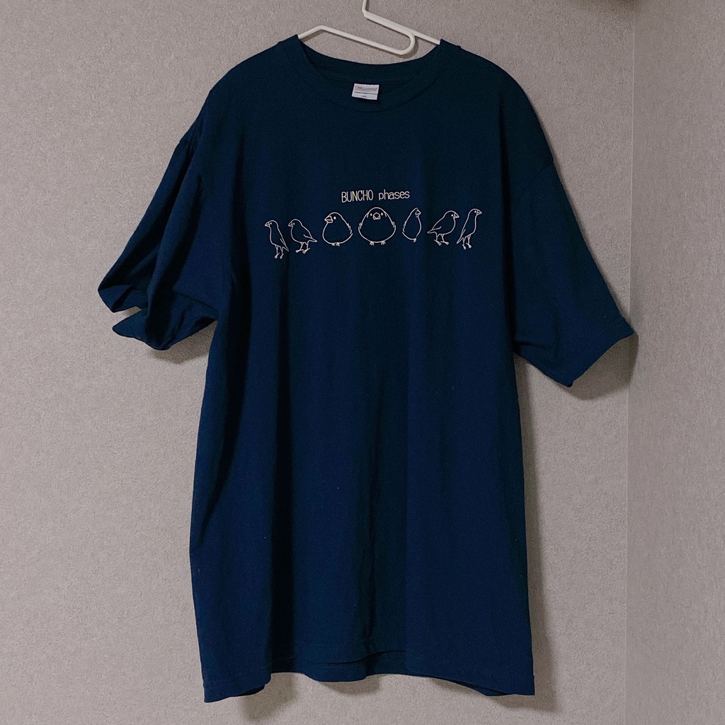 文鳥の満ち欠けTシャツ(蓄光)