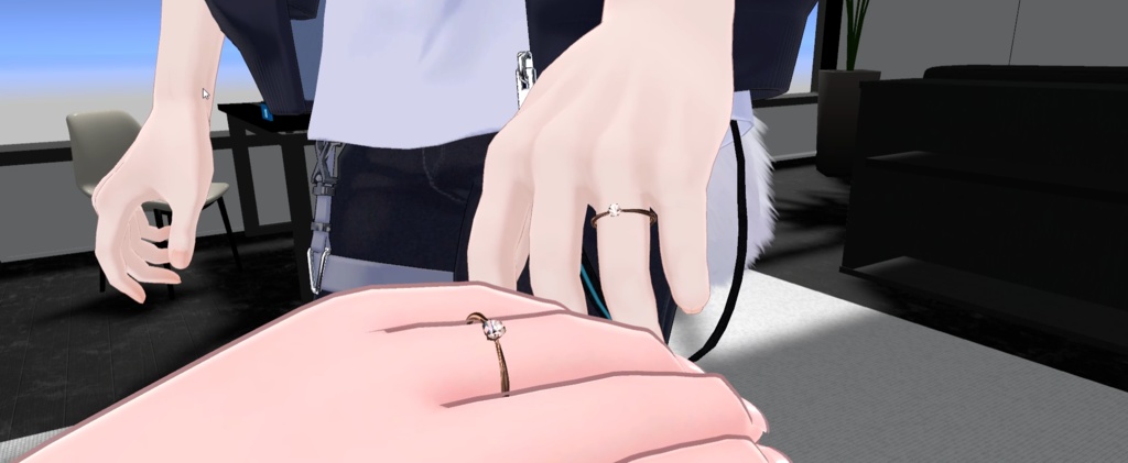 【しなの・セレスティア・森羅・水瀬・狛乃・キプフェル対応】パーティクル発生ギミック付き 一粒ダイヤペアリング【MA_ring】(パスワード・近距離)