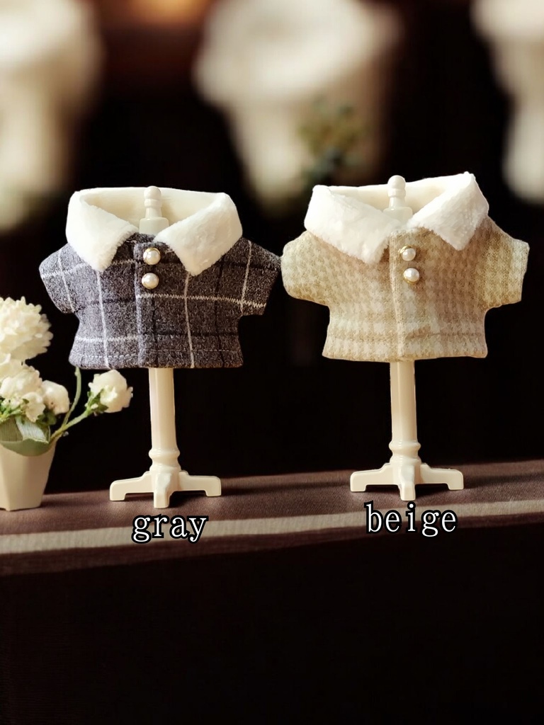 11/21 21時30分〜 10cmぬい用 ファー襟コート（送料込み）