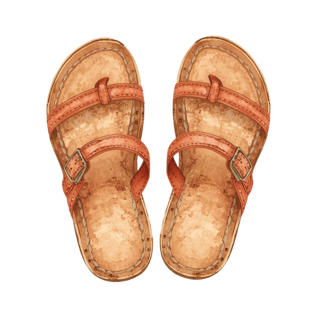 旅行シリーズのオレンジ色アンティーク水彩クリップアート(PNG形式)