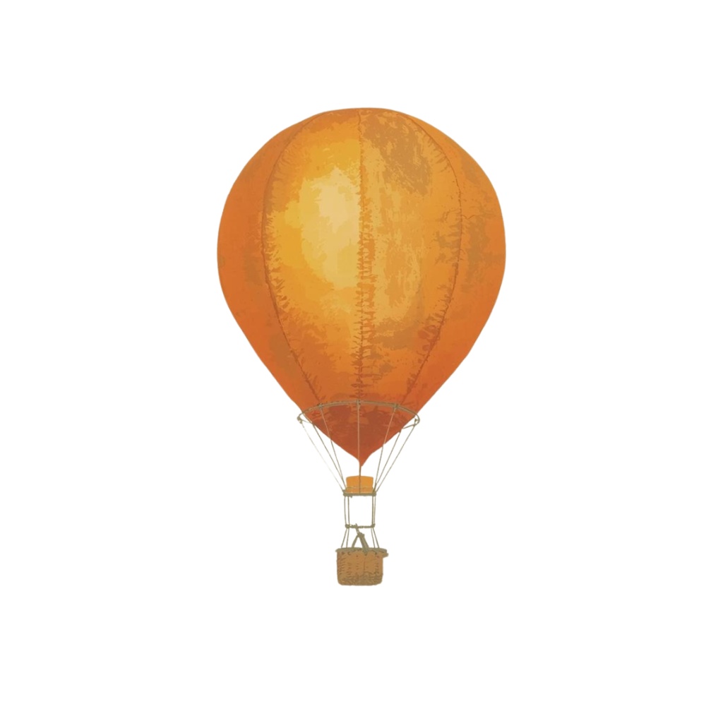 旅行シリーズのオレンジ色アンティーク水彩クリップアート(PNG形式)