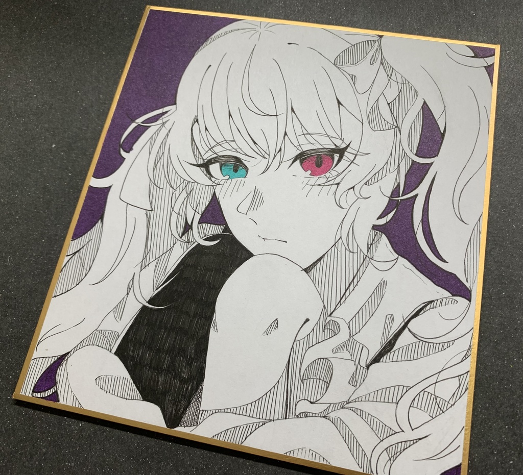 ニーゴミク 手描きイラスト色紙