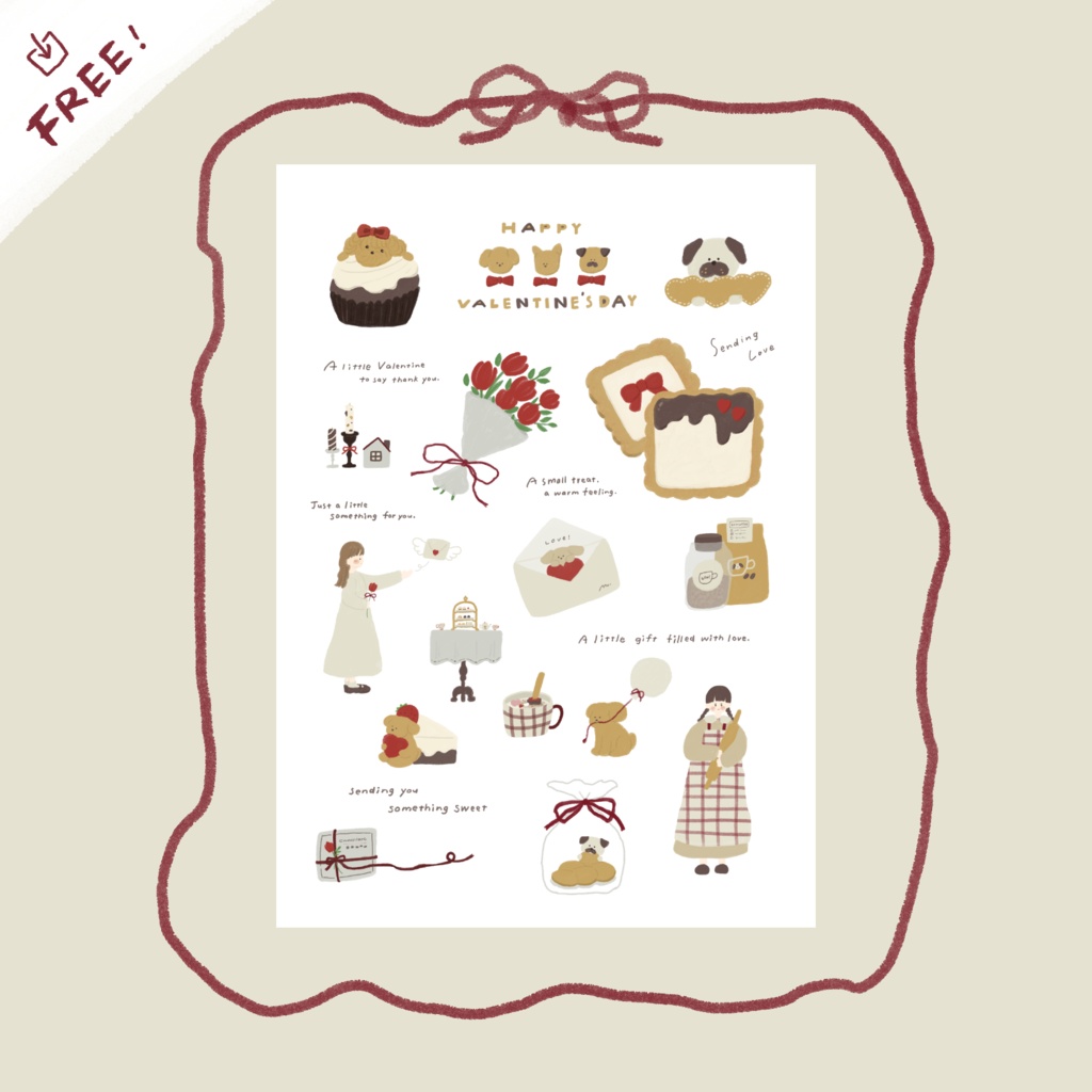【DL素材】手帳デコ素材/バレンタイン【無料】