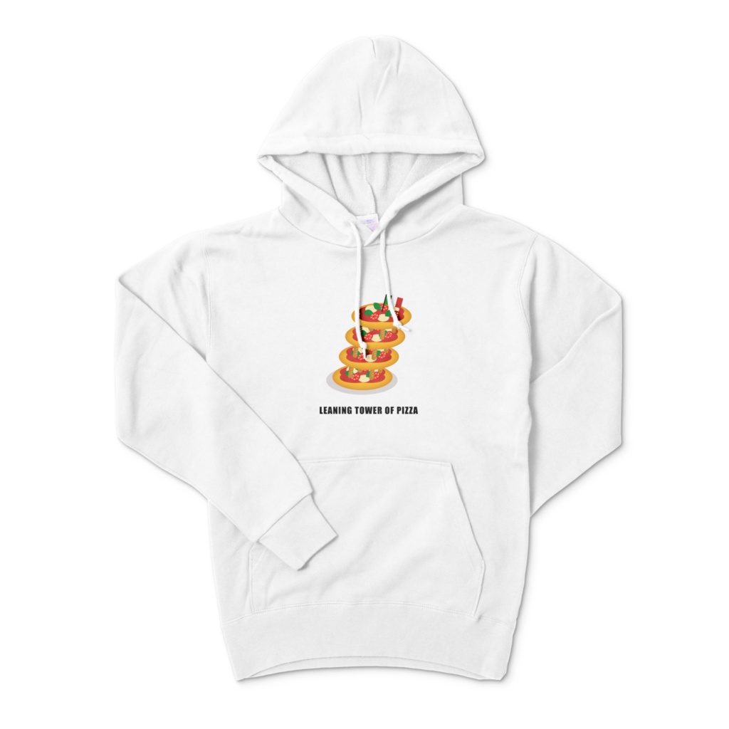 ピザの斜塔パーカー(白)