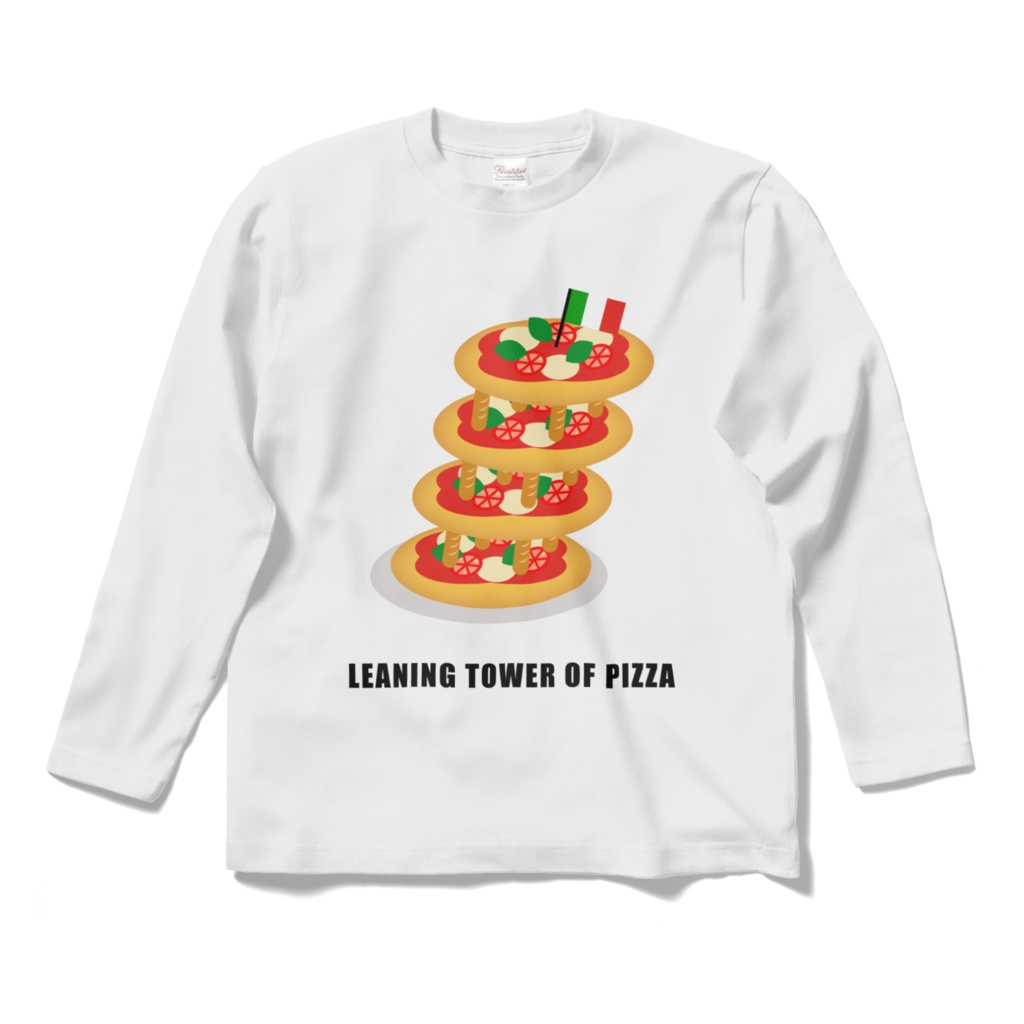 ピザの斜塔ロングTシャツ(白)
