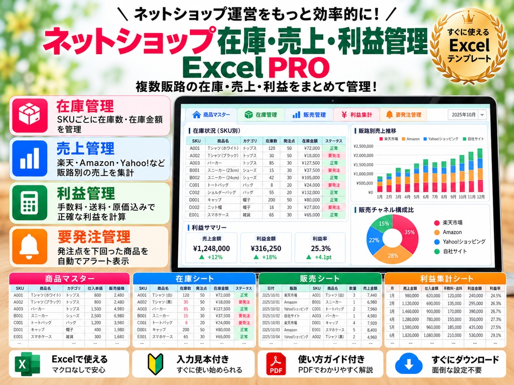 ネットショップ在庫・売上・利益管理 Excel PRO