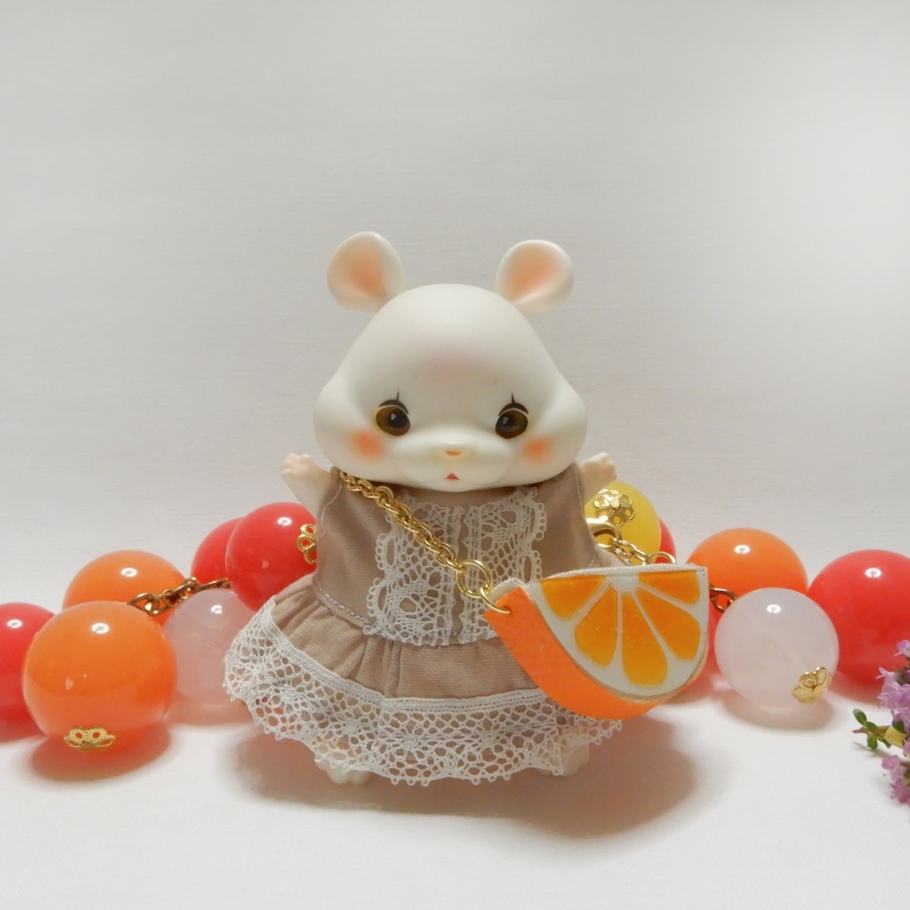 【COCORIANG  Chico】桜鼠ワンピとオレンジバッグセット　