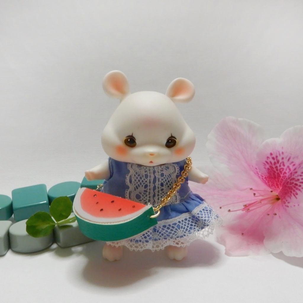 cocoriang  Chico用　青のワンピースとスイカのバッグのセット