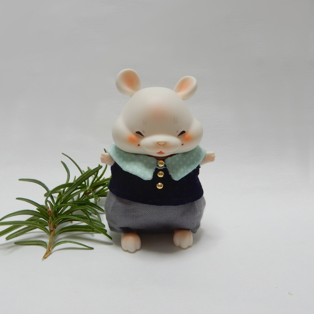 cocoriang Chico用付け襟シャツ紺&ミントとパンツのセット