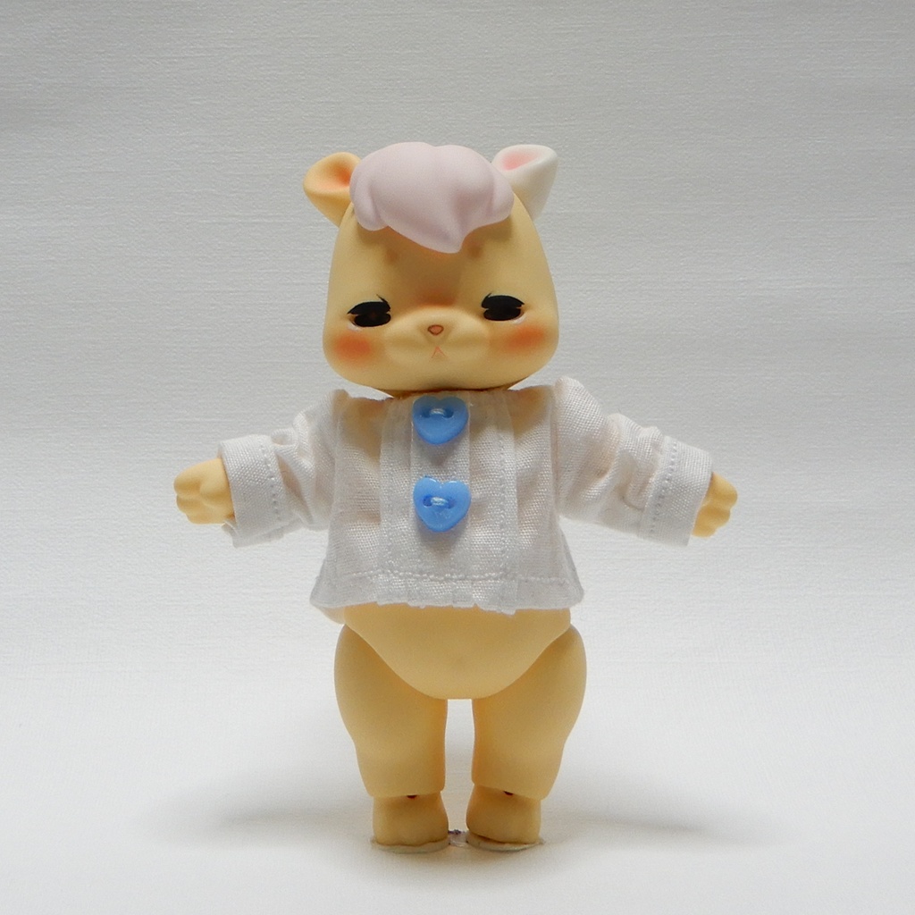 【COCORIANG】ピンタックシャツ ブルーハートボタン