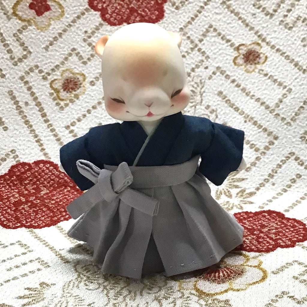 【cocoriang pet】袴セット 藍と薄鼠