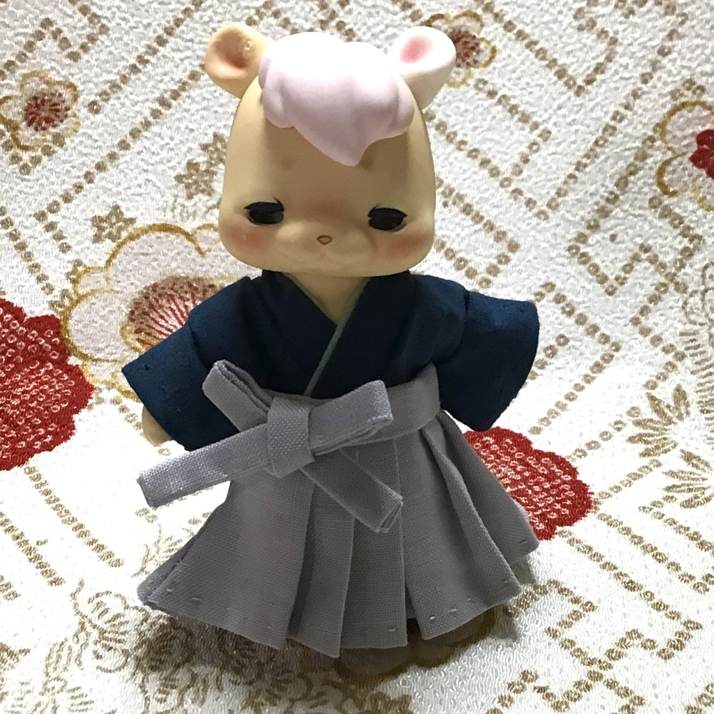 【cocoriang pet】袴セット 藍と薄鼠