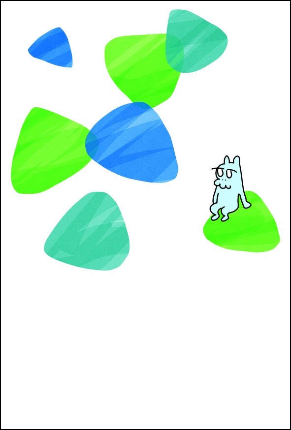 イラスト「三角＋もしゃえっと」：はがきサイズ