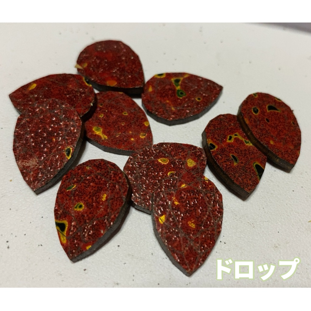 津軽塗アクセサリー用パーツ 紋紗塗 赤