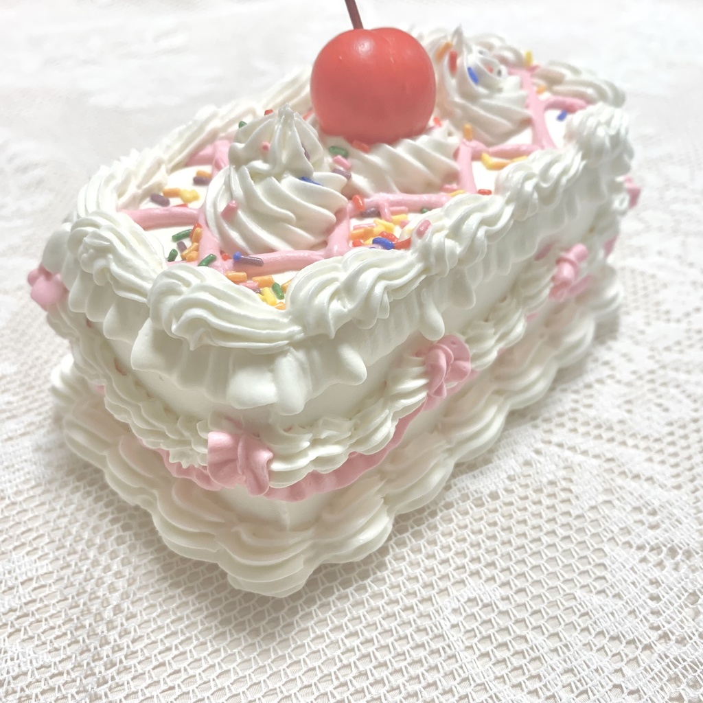 長方形のフェイクケーキ party cherry pink【18】